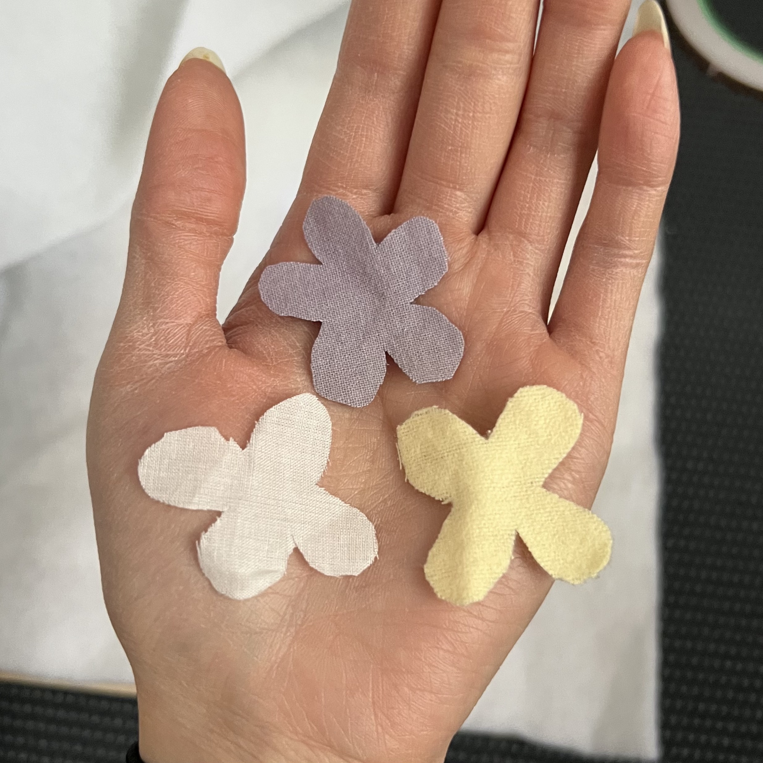 Fabric cut into flowers