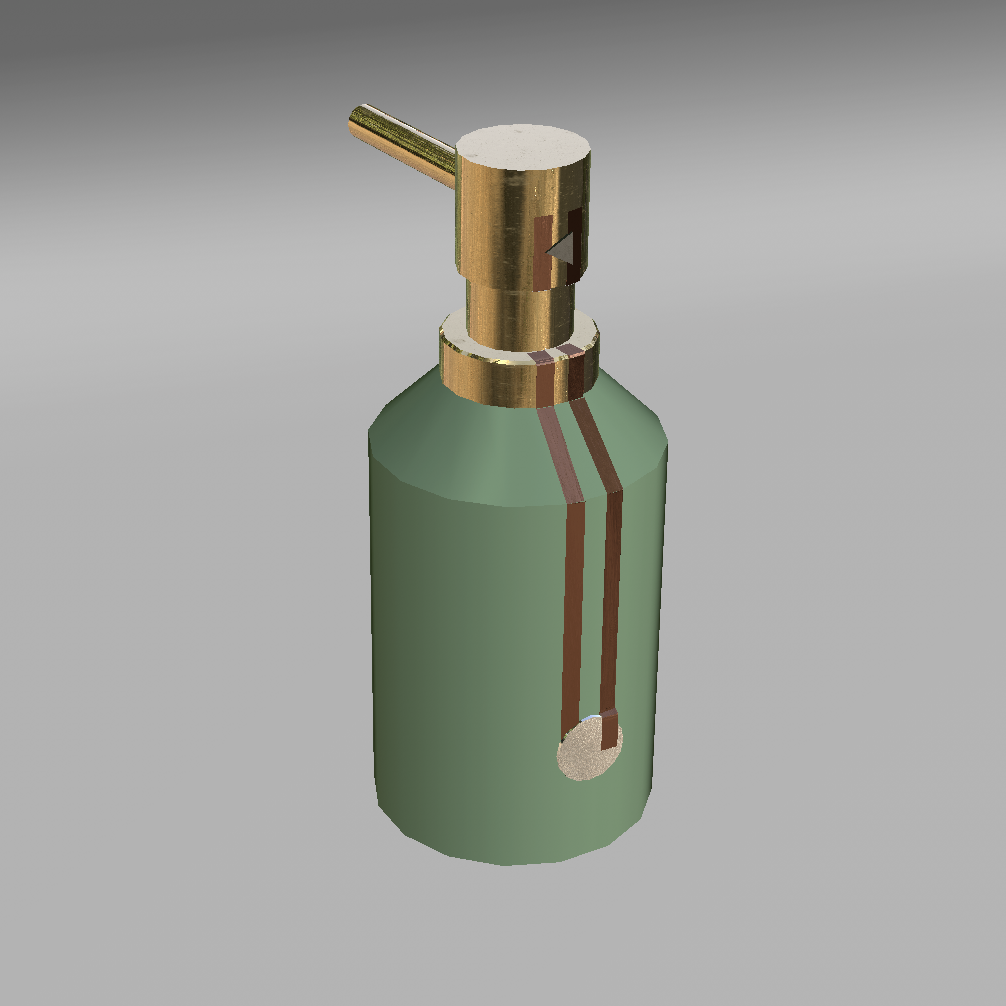 Cinema 4D model of circuit on soap dispenser before pressing down