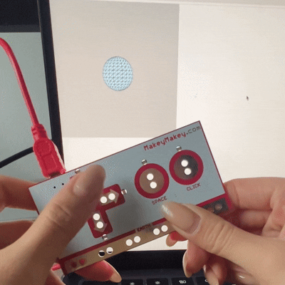 Using Makey Makey up and down arrow keys to mimic zooming in and out 