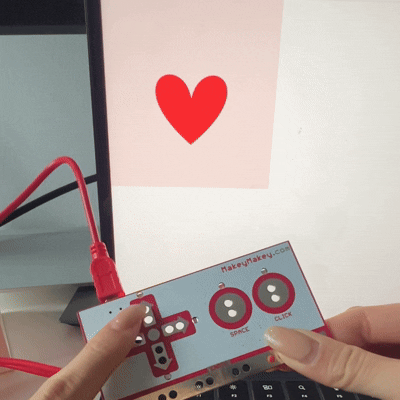 Makey Makey used to change position of heart shape