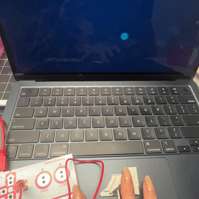 Using conductive paint to connect to arrow key to control P5js sketch
